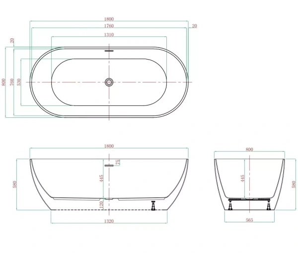 Акриловая ванна Vagnerplast Marbella (180x80) KRBV180MAR7X-64